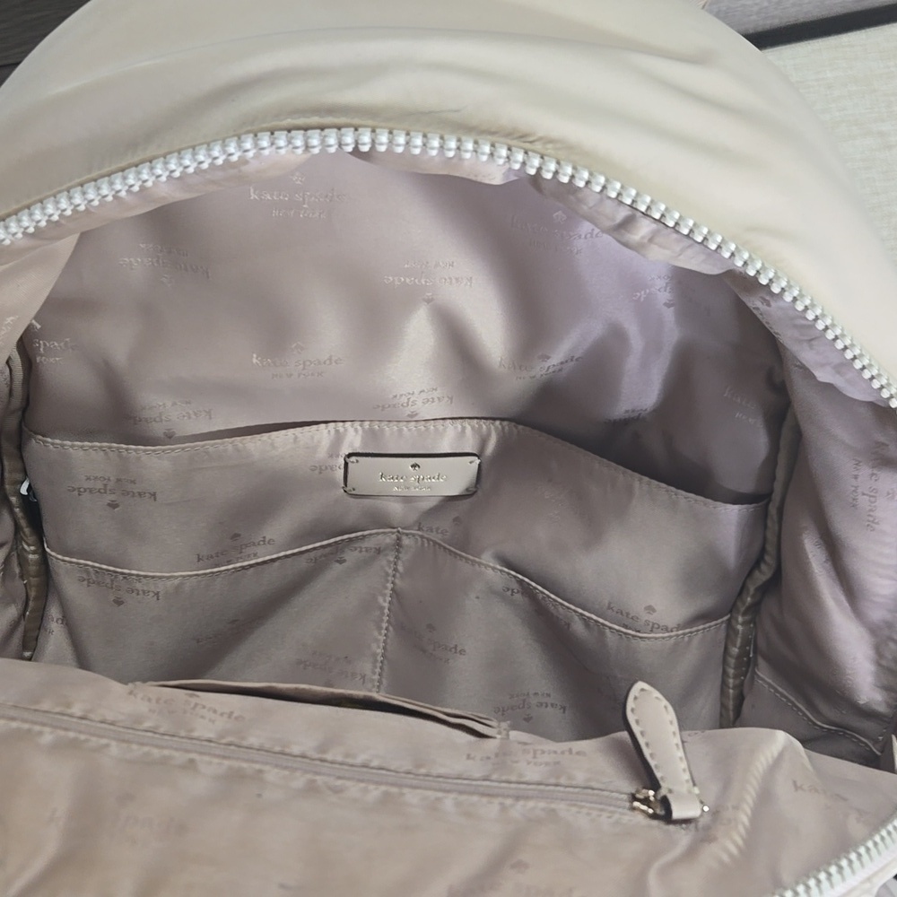 Kate Spade Ella Ksnyl Puffy Warm Beige Padded Nylon Backpack - Picture 9 of 10